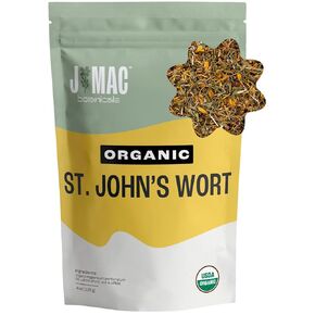 J Mac Botanicals, Organic St Johns Wort herb (16 oz) loose leaf St. John's wort, Certified USDA Organic by Organic Certifiers, Inc. European harvest, Packaged in the USA, Quality Resealable bag