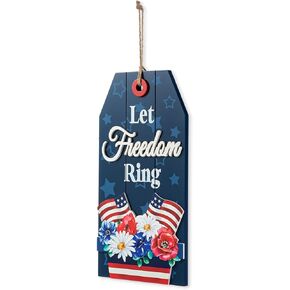 Glitzhome 24"L Metal Patriotic "GOD BLESS AMERICA" Wall Decor Sign,Americana Patriotic Day Letters Hanging Sign 4th of July Hanging Decor Independence Day Plaque Door Wall Hanging Decorations