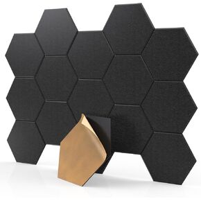 18 Pack Black Hexagon Self-Adhesive Acoustic Panels-12"X10"X 0.4" Soundproof Wall Panels, High-Density Sound Absorbing for Studios, Offices, and Home Theaters