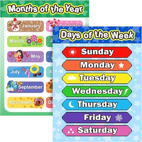 Extra Large Preschool Educational Learning Posters for Kids Toddlers, Nursery Homeschool Pre-K Kindergarten Classroom Decoration, 17 x 22 Inch (2 Pieces, Alphabet, Number 1-10)