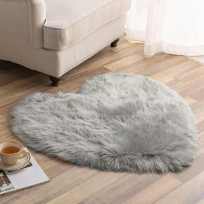 Ashler Heart Shaped Area Rug 3 x 3 Feet, Faux Sheepskin Fur Rug Fluffy Shaggy Rug, Light Pink Soft Plush Decorative Machine Washable Carpets for Bedroom Living Room and Sofa