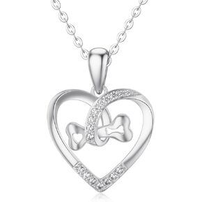 Natural Diamonds Infinity Heart Necklace for Women, 925 Sterling Silver Heart Pendant Love Jewelry Anniversary Birthday Gifts for Wife, Mom, Girl, Daughter 20"