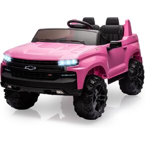 Kids Electric Ride on Car 2-Seater Truck, 24V Battery Powered SUV Licensed Chevrolet with Parent Remote Control, 4 Spring Suspension, Storage, Music, Lights, Double Open Doors for Boys Girls, Black