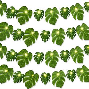 Tropical Leaves Hawaiian Party Decoration-40 LED Monstera Leaf String Light Artificial Rattan Palm Leaves Hanging Light for Hawaiian Luau Aloha Jungle Tropical Themed Party Decorations Supplies