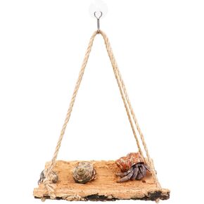Hermit Crab Climbing Toy, Natural Wooden Reptile Swing Toy, Pet Cage Tank Aquarium Accessories for Hermit Crab Lizard Chameleon Hamster Guinea Pig Chinchilla Bird Parrot