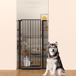 55.11" Extra Tall Cat Gate 29.5-31.8 Wide Cat gate for Doorway Safety Pet Gate with Cat Doors NO Drilling Pressure Mount Kit for Cats and Dogs Indoor Doorways liveing Room Bedroom-Black