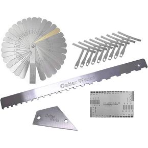 13pcs Guitar Luthier Tools Set Guitar Radius Gauge Unilateral Neck Straight Edge String Action Gauge Ruler Feeler Gauge Fret Rocker Fret Set Up Tool for Guitar Fretboard and Frets