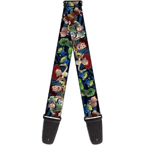 Disney Guitar Strap, Toy Story Characters Running Denim Rays, 2 Inches Wide