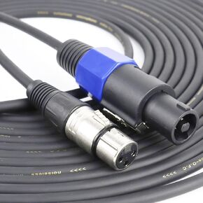 Pack of 2 50 Feet Speakon to XLR Cable - 2pcs 50ft. 2 Pole SpeakON Male to 3 Pole XLR Female Cables - Interface with Microphone, Amplifiers, Speakers, Soundboard Mix Audio Jack Wire