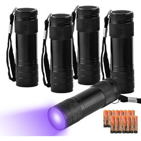 5 Pack of Flashlights 9 LED Mini Aluminum Flashlight Bulk with Lanyard 15 AAA Batteries Included Assorted Colors Handheld Flashlights for Hurricane Supplies Camping, Night Reading, Cycling in Kuwait