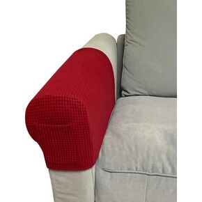 BADASS SHARKS Arm Rest Covers Set, Pack of 4 Stretch Armchair Arm Covers Soft Polyester Arm Caps Non Slip Furniture Protector Armchair Slipcover for Chair, Sofa, Couch (Grey+Pocket)