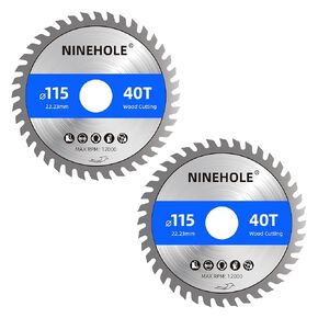 2pack 4-1/2Inch 40T Circular Saw Blade with 7/8-Inch Arbor, TCT Carbide Tipped Teeth for Cutting Wood Plastic Composite Materials (Reduce Ring 5/8 inch and 3/4 inch)