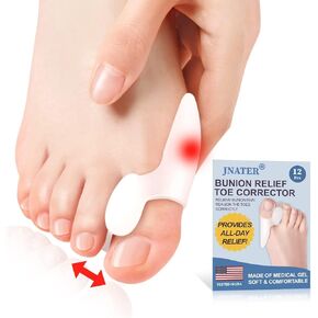 Toe Separators, (6Pcs, XL) Gel Toe Spacers with Aloe Vera Extract, Toe Straighteners for Bunion Relief, Overlapping ＆ Hammer Toe, Toe Spreaders for Women Men, Toe Stretchers for Yoga Practice