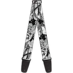 Buckle-Down Guitar Strap Rising Sun White Gray 2 Inches Wide