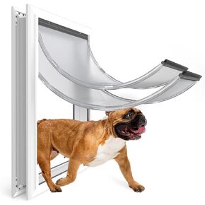 URSPET XL Dog Door for Exterior Doors: Heavy Duty Aluminum Doggie Door, Extreme Weather Doggy Door, Giant Dog Door for Large and Extra Large Dogs Up to 220 lbs, Dual Flap Insulated Dog Door, Lockable
