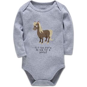 is It Too Early. Baby Pony Horse Rider Funny Joke New Baby Girl Present Short Sleeve 0-24 Months White