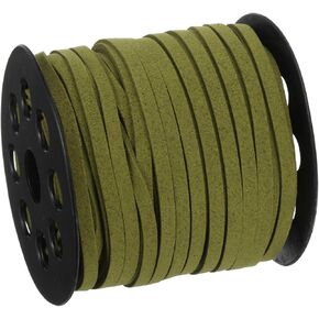 uxcell Suede Cord, 49.21 Yards 5mm Flat Leather Thread String for Purse Handbag Shoelace DIY Crafts Bracelet Making, Army Green 1 Roll