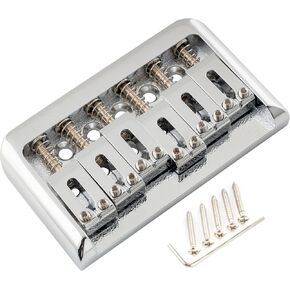 Musiclily Pro 52.5mm (2-1/16 inch) Modern Style Saddle Guitar Hardtail Fixed Bridge Non-Tremolo Bridge for Fender Strat Tele Style Electric Guitar, Chrome