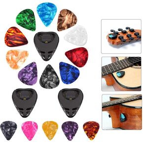 3 Pcs Stick-on Black Holder （0.46mm/0.71mm/0.96mm）+ 15 Guitar Picks Guitar Picks & Guitar Pick Holder Easy to Paste on the Guitar Suitable for Acoustic Guitar Electric Guitar Bass Ukulele