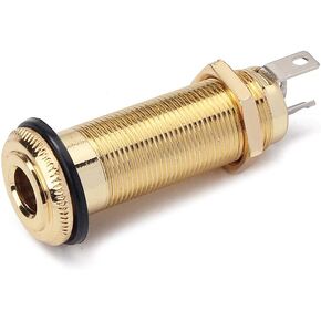 Alnicov Stereo Copper Guitar Bass Barrel Jack Cylinder Input/Output Jacks 4 Pins Gold