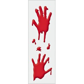 Asylum Bloody Hands Long Gel Clings - 21" x 6.35" (1 Count) - Creepy & Realistic Party Decor for Halloween, Horror, and Thriller Theme - Scary Window and Wall Decoration