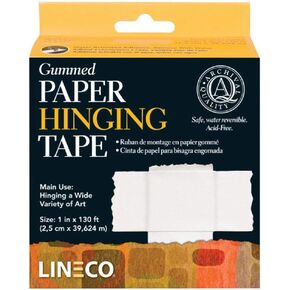 Lineco, Acid-Free Water-Activated Gummed Paper Frame/Hinging Sealing Tape, Neutral PH Adhesive Tape for Picture Frame, 1-Inch x 130-Feet.