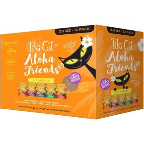 Tiki Cat Aloha Friends, Chicken, Pumpkin & Egg, Grain-Free & High Moisture, Wet Cat Food for All Life Stages 2.5 oz. Pouch (Pack of 12)