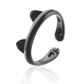 Zeshimb Cute Cat Ring for Girls Women Adjustable Open Kitty-shaped Ring Lovely Little Cat Animal Finger Ring Kitten Pet Gift Jewelry for Cat Lovers