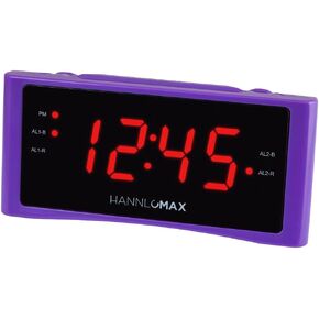 اتش اي ان ان ال او ام اي اكس راديو ساعة منبه HX-151CR، راديو PLL AM/FM، منبه مزدوج، شاشة LED خضراء 1.2 انش، تشغيل تيار متردد فقط. (اسود)