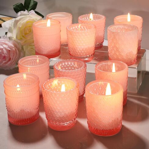 PhilaeEC 12pcs Red Votive Candle Holders, Glass Tealight Candle Holders, Candle Holders for Wedding Decorations, Table Centerpiece, Home Decor and Holiday Decor in Kuwait