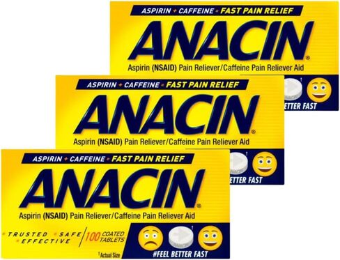 ANACIN Fast Pain Relief Pain Reducer Aspirin Tablets, 100 Tabs (Pack of 6) in Saudi Arabia