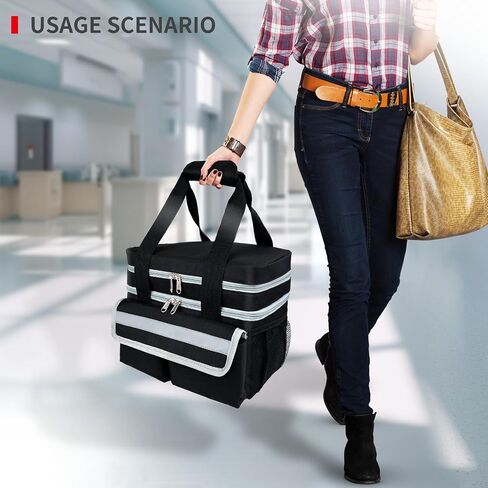 NENYX Portable Pill Bottle Organizer Bag, Double Layers Medicine Organizer Storage Bag with Lockable Zippers, Travel Medication Bag for Prescription Bottles and Medical Supplies,Red(Bag Only) in Saudi Arabia