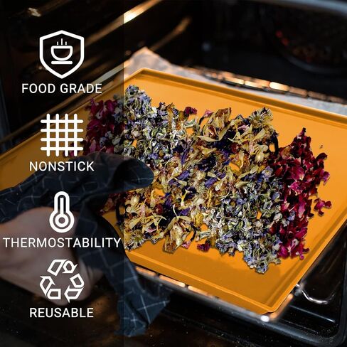 4 قطع من سجادات تجفيف السيليكون مع حافة و8 قطع من شبكة تجفيف السيليكون مع ملعقة مجانية - متوافقة مع Cosori CP267-FD، بطانة مربعة قابلة لإعادة الاستخدام لتجفيف الطعام لبيض اللحوم والفواكه (أحمر) in Kuwait