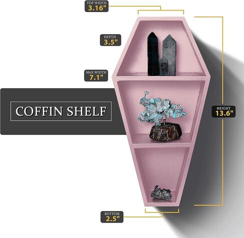MANNY'S MYSTERIOUS ODDITIES Coffin Shelf Spooky Coffin Decor Goth Shelf - Black Coffin Shelves All 14 by 7 Inches in Saudi Arabia
