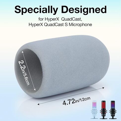 For HyperX QuadCast Mic Pop Filter - Microphone Cover Compatible with HyperX Quadcast Microphone, Soundproofing Noise Reduction, Improving Sound Quality, Pop Filter for QuadCast Mic by SUNMON（Gray） in Saudi Arabia
