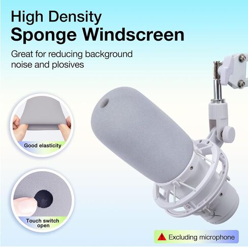 For HyperX QuadCast Mic Pop Filter - Microphone Cover Compatible with HyperX Quadcast Microphone, Soundproofing Noise Reduction, Improving Sound Quality, Pop Filter for QuadCast Mic by SUNMON（Gray） in Saudi Arabia