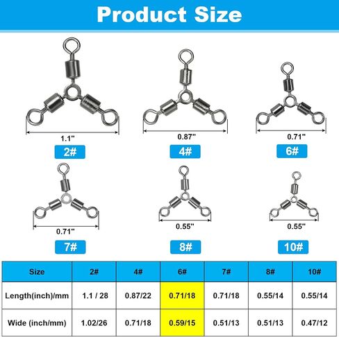 PATIKIL 3 Way Swivel Cross Line T Turn Rolling Terminal Tackle for Catfish Surf Rig Saltwater Freshwater Fishing in Saudi Arabia