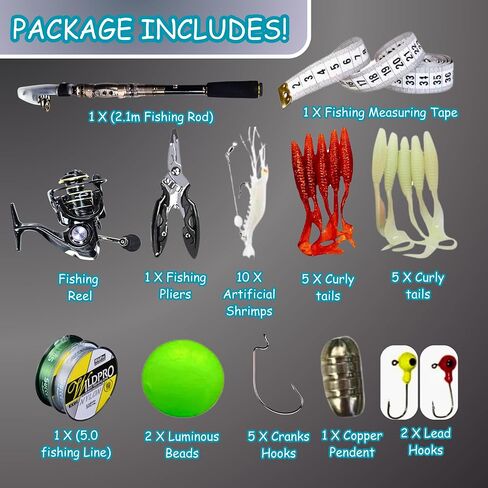 2.1m/6.89ft Fishing Rod and Reel Combo Telescopic Fishing Set for Fishing Lovers Portable Travel Fish Rod Freshwater Fishing Pole with Carrier Bag in Saudi Arabia