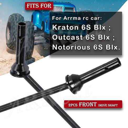 Front Drive Shaft Upgrades Part for Arrma 1/8 Kraton 6S BLX Outcast 6S BLX Notorious 6S BLX,ARRCat 2pcs Drive Shaft Upgrades Part,Harden Metal #45 Driveshaft Hop-up,(More Power 2022),Black in Saudi Arabia