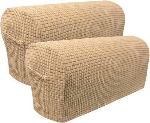 SXNING 2 Pcs Couch Arm Covers Polyester Anti- Slip Armchair Cover Armrest Cover for Chairs Sofa Stretch Armrest Covers Furniture Protector Washable Armchair Slipcovers (Ivory White with Pocket) in Saudi Arabia