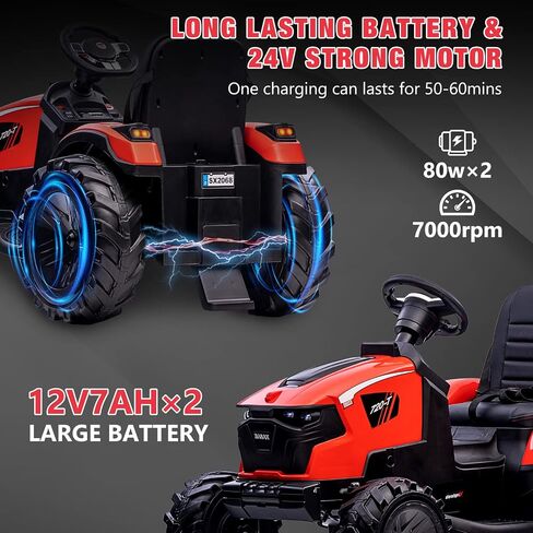 GAOMON 3 in 1 Kids Ride on Tractor, Excavator & Bulldozer, 24V Electric Vehicles w/Trailer, Shovel Bucket, Digger, Remote Control, EVA Tires, LED Lights, Kids Ride on Toys Car, Red in Saudi Arabia