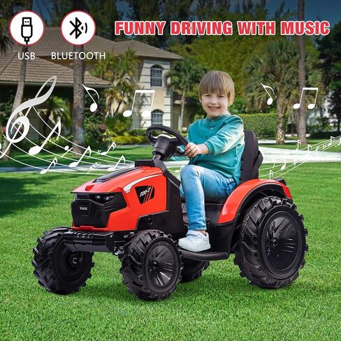 GAOMON 3 in 1 Kids Ride on Tractor, Excavator & Bulldozer, 24V Electric Vehicles w/Trailer, Shovel Bucket, Digger, Remote Control, EVA Tires, LED Lights, Kids Ride on Toys Car, Red in Saudi Arabia