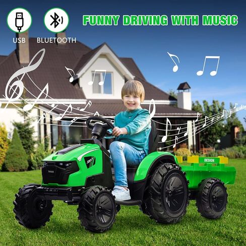 GAOMON 3 in 1 Kids Ride on Tractor, Excavator & Bulldozer, 24V Electric Vehicles w/Trailer, Shovel Bucket, Digger, Remote Control, EVA Tires, LED Lights, Kids Ride on Toys Car, Red in Saudi Arabia