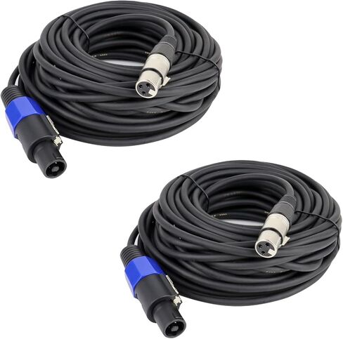 Pack of 2 50 Feet Speakon to XLR Cable - 2pcs 50ft. 2 Pole SpeakON Male to 3 Pole XLR Female Cables - Interface with Microphone, Amplifiers, Speakers, Soundboard Mix Audio Jack Wire in Saudi Arabia