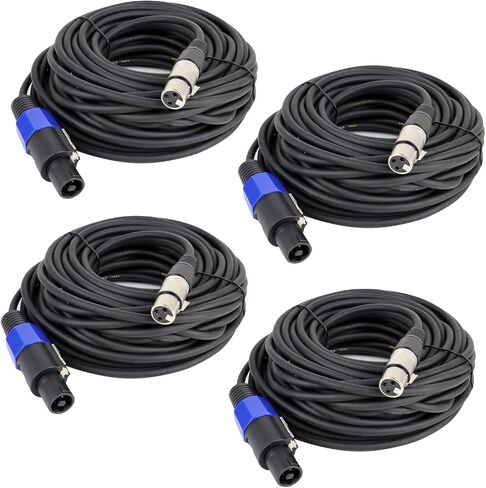 Pack of 2 50 Feet Speakon to XLR Cable - 2pcs 50ft. 2 Pole SpeakON Male to 3 Pole XLR Female Cables - Interface with Microphone, Amplifiers, Speakers, Soundboard Mix Audio Jack Wire in Saudi Arabia