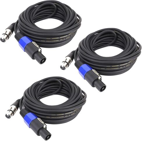 Pack of 2 50 Feet Speakon to XLR Cable - 2pcs 50ft. 2 Pole SpeakON Male to 3 Pole XLR Female Cables - Interface with Microphone, Amplifiers, Speakers, Soundboard Mix Audio Jack Wire in Saudi Arabia