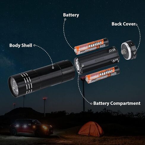 5 Pack of Flashlights 9 LED Mini Aluminum Flashlight Bulk with Lanyard 15 AAA Batteries Included Assorted Colors Handheld Flashlights for Hurricane Supplies Camping, Night Reading, Cycling in Kuwait