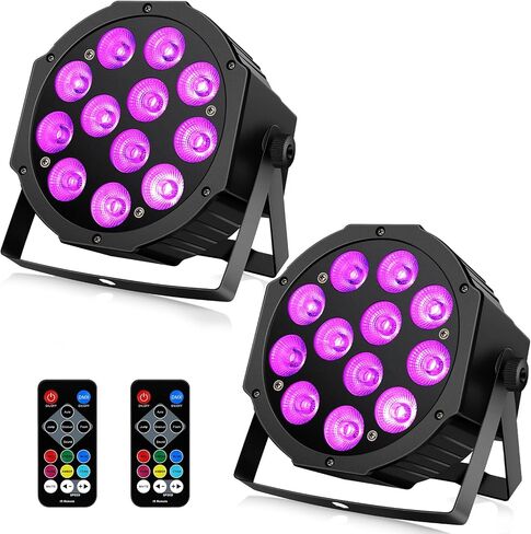 أضواء الاسمية التي تعمل بالبطارية 2 حزمة - 12 مصباح LED بقدرة 36 ​​واط RGBW DJ Par Light الصوت المنشط الرئيسي الرقيق عن بعد DMX للتحكم في الإضاءة للحدث وحفلات الزفاف وإضاءة المسرح والموسيقى والرقص المحمول in Kuwait
