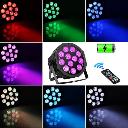 أضواء الاسمية التي تعمل بالبطارية 2 حزمة - 12 مصباح LED بقدرة 36 ​​واط RGBW DJ Par Light الصوت المنشط الرئيسي الرقيق عن بعد DMX للتحكم في الإضاءة للحدث وحفلات الزفاف وإضاءة المسرح والموسيقى والرقص المحمول in Kuwait