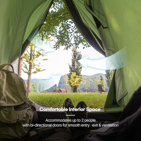 خيام للتخييم من شخص إلى شخصين، خيمة خفيفة الوزن تحمل على الظهر طبقة مزدوجة مقاومة للماء ببابين خيمة تخييم للتنزه في الهواء الطلق والتخييم وتسلق الجبال والسفر in Kuwait